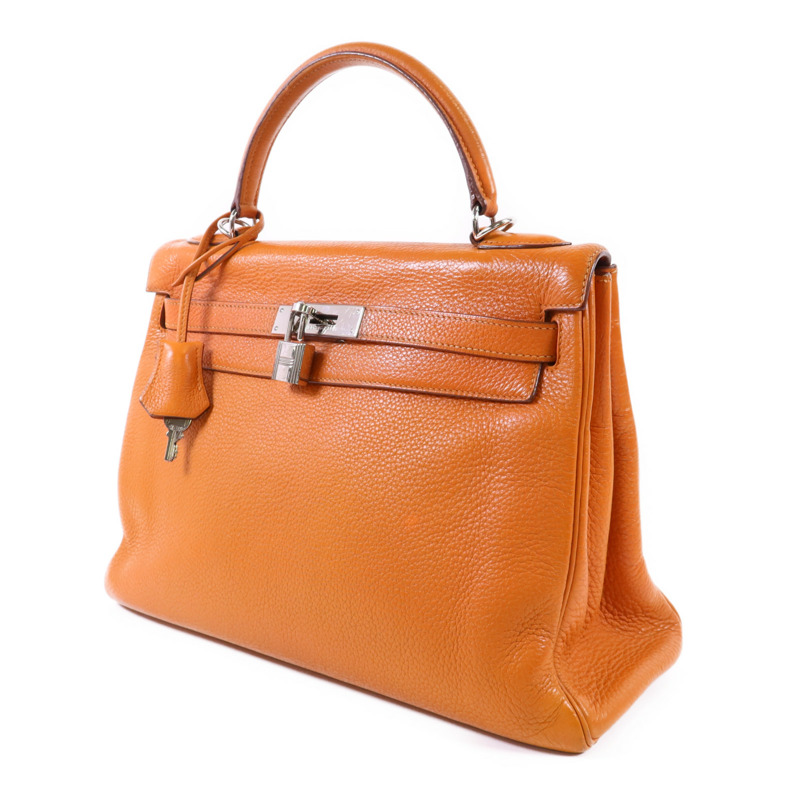 HERMES Clemence皮革Kelly 32銀扣手挽肩背兩用袋-2