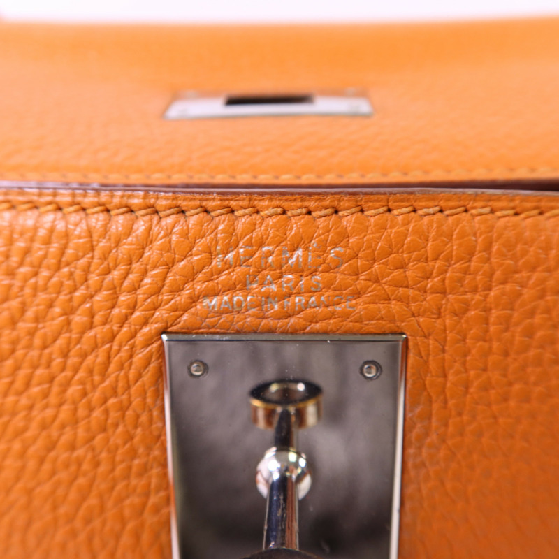 HERMES Clemence皮革Kelly 32銀扣手挽肩背兩用袋-6