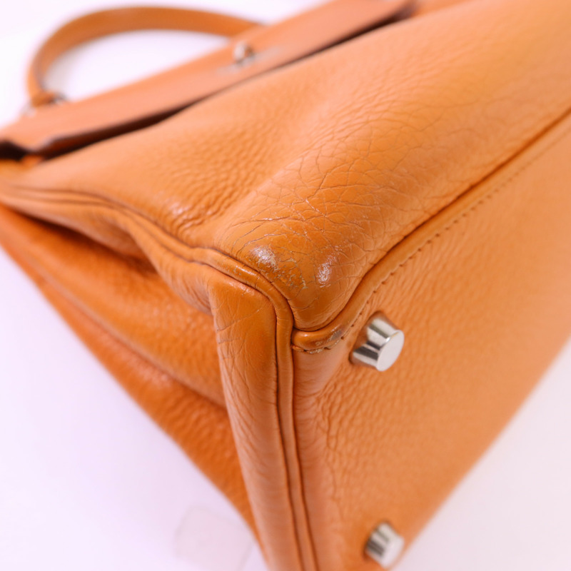 HERMES Clemence皮革Kelly 32銀扣手挽肩背兩用袋-12