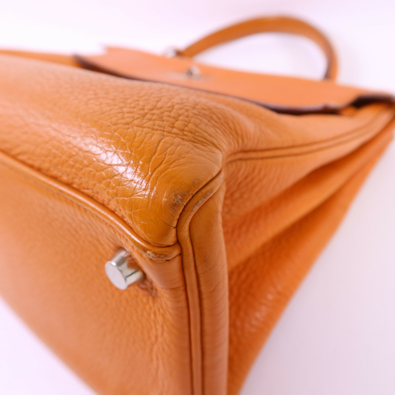 HERMES Clemence皮革Kelly 32銀扣手挽肩背兩用袋-13