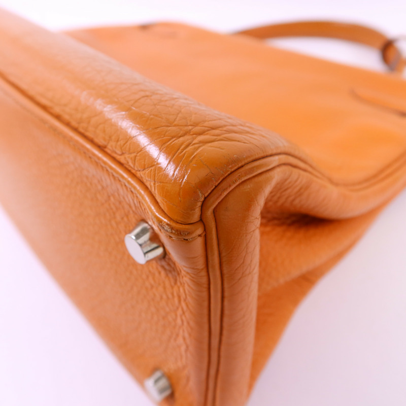 HERMES Clemence皮革Kelly 32銀扣手挽肩背兩用袋-14