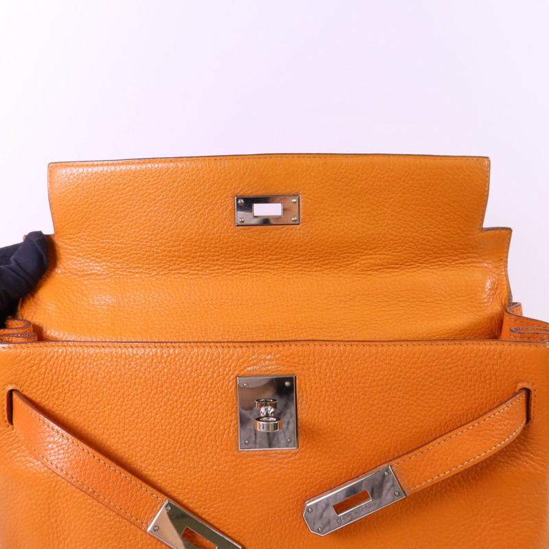 HERMES Clemence皮革Kelly 32銀扣手挽肩背兩用袋-17