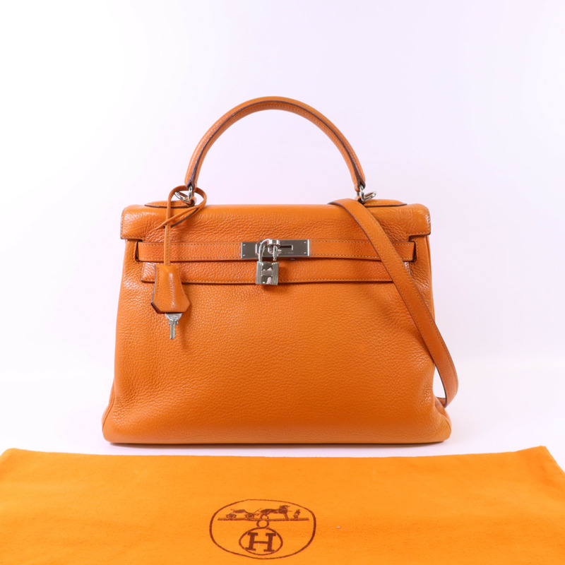 HERMES Clemence皮革Kelly 32銀扣手挽肩背兩用袋-23