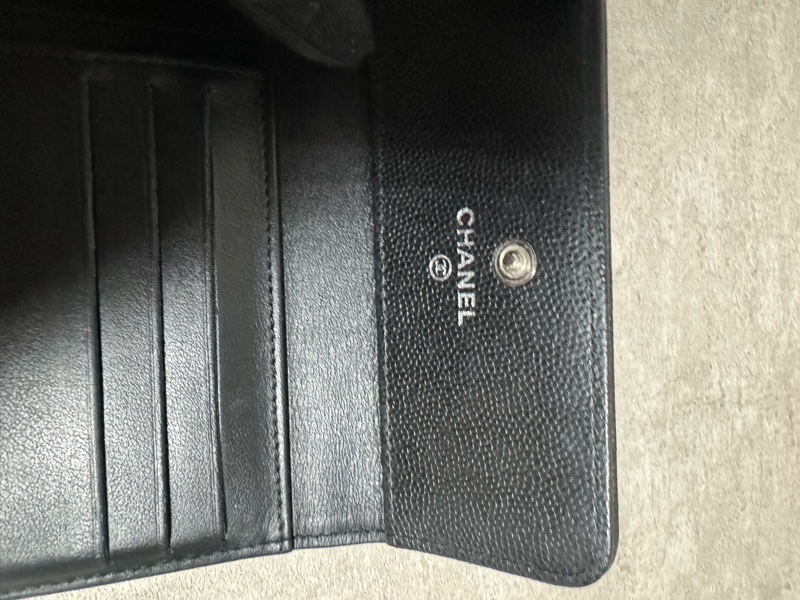 正品 Chanel boy 經典短夾黑銀-8