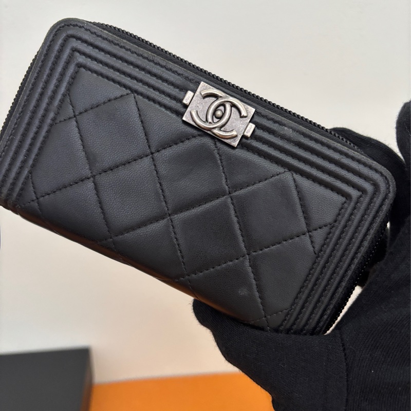 🔹 BOY CHANEL 菱格拉鍊中夾｜黑色-2