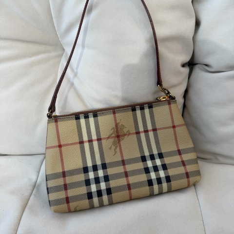 Burberry Hobo 格紋 麻將包 戰馬