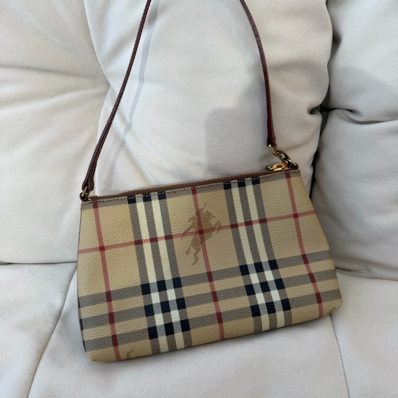 Burberry Hobo 格紋 麻將包 戰馬-0