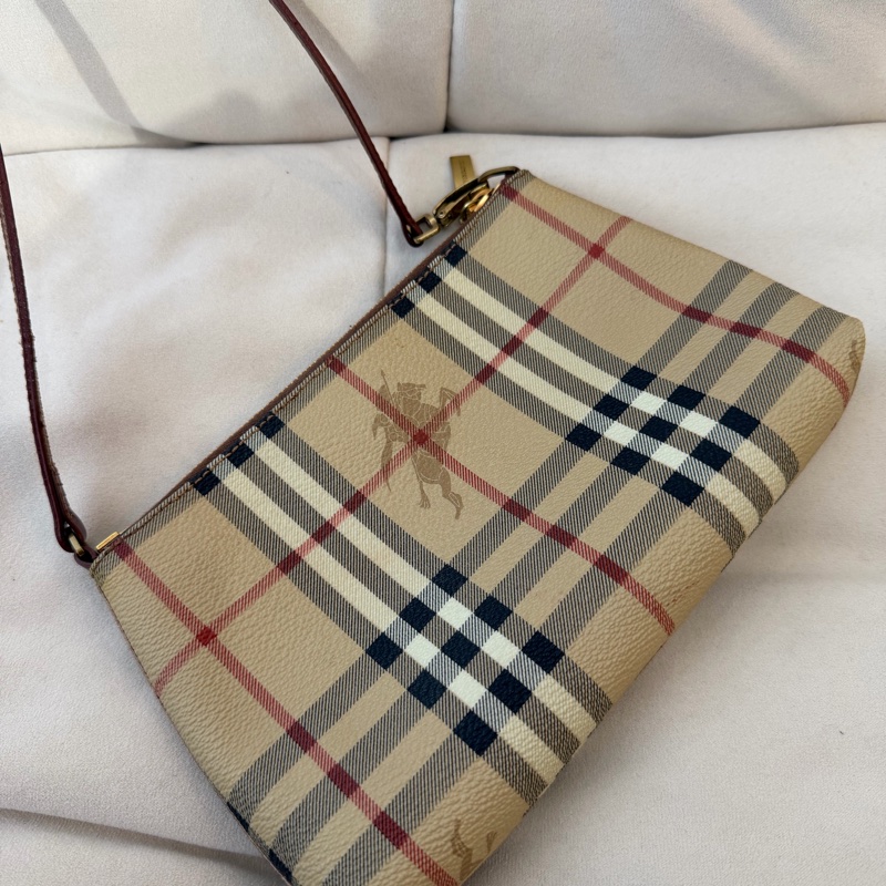Burberry Hobo 格紋 麻將包 戰馬-1