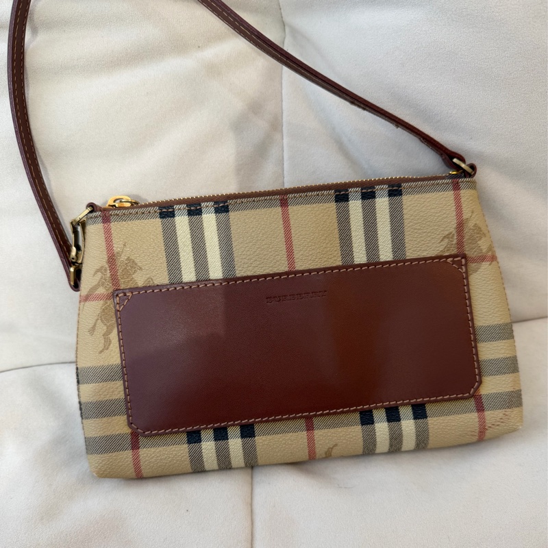 Burberry Hobo 格紋 麻將包 戰馬-3
