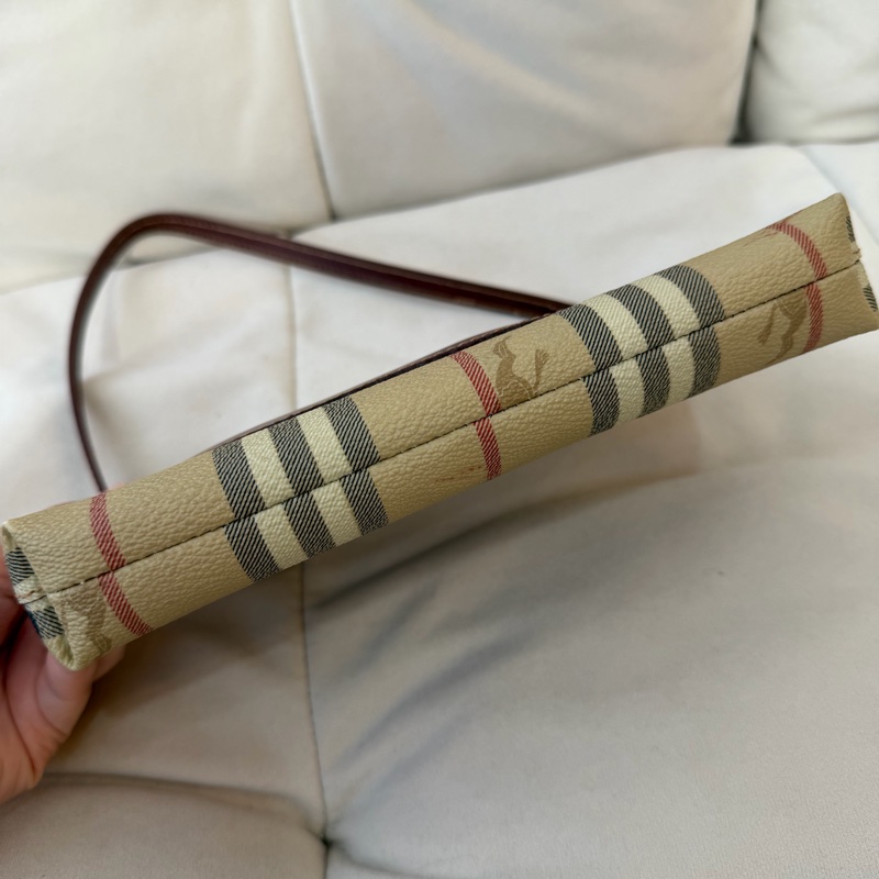 Burberry Hobo 格紋 麻將包 戰馬-5