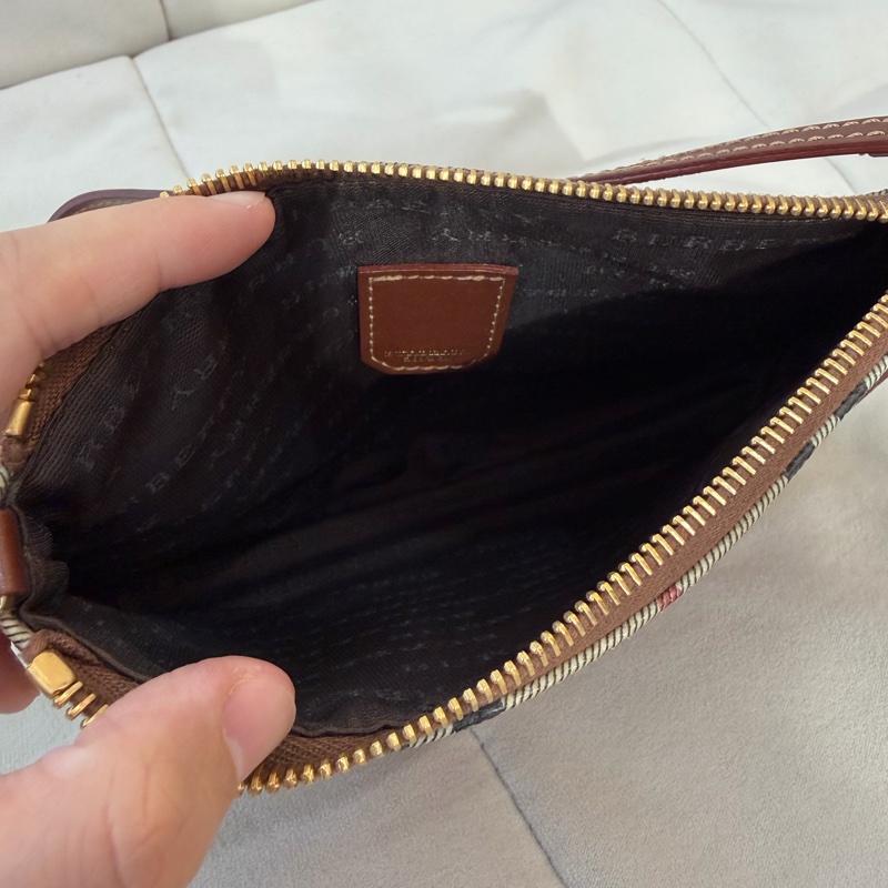 Burberry Hobo 格紋 麻將包 戰馬-13