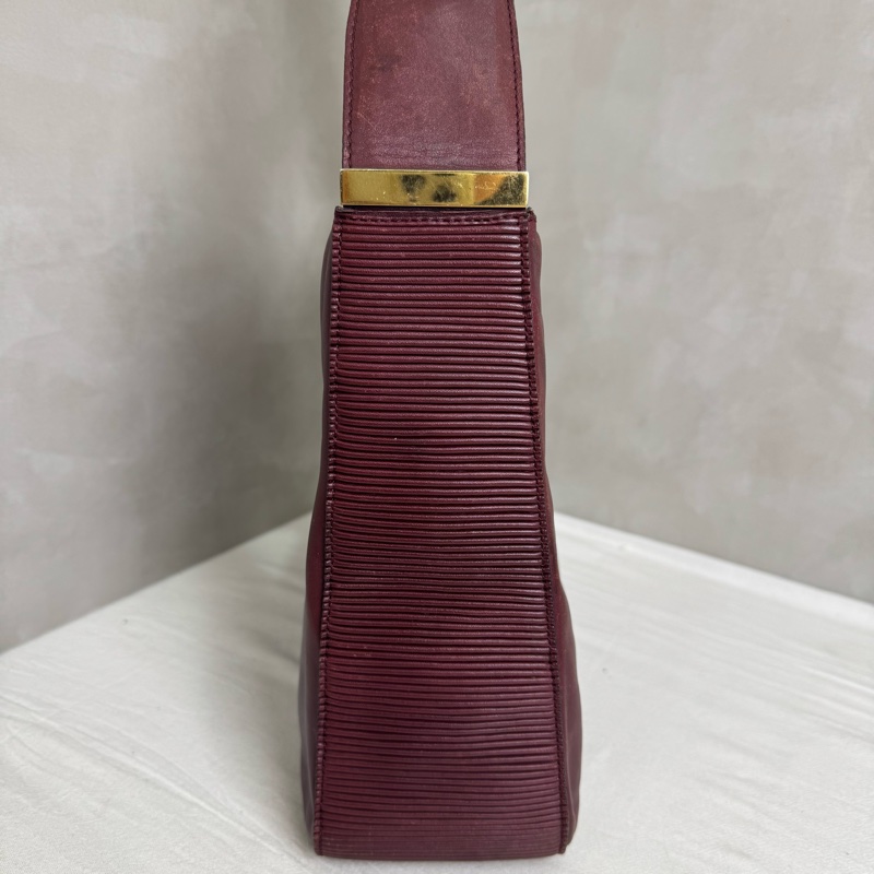 Celine 酒紅色單肩包 vintage 中古-6