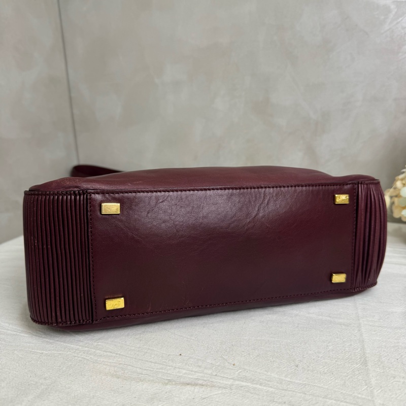 Celine 酒紅色單肩包 vintage 中古-7