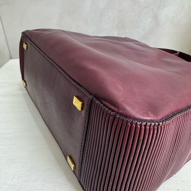 Celine 酒紅色單肩包 vintage 中古-11