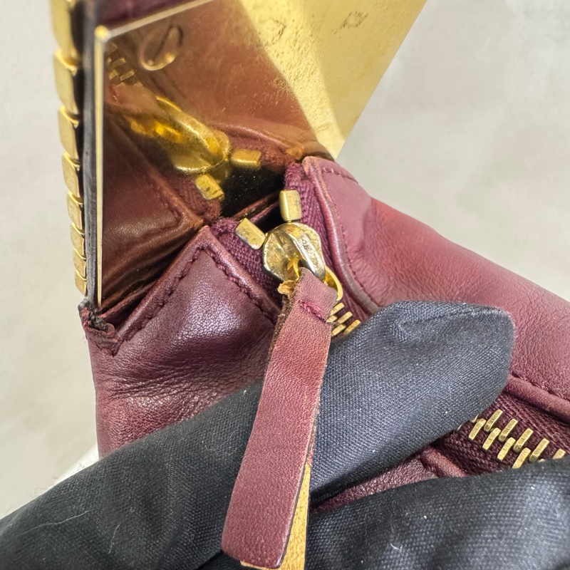 Celine 酒紅色單肩包 vintage 中古-17