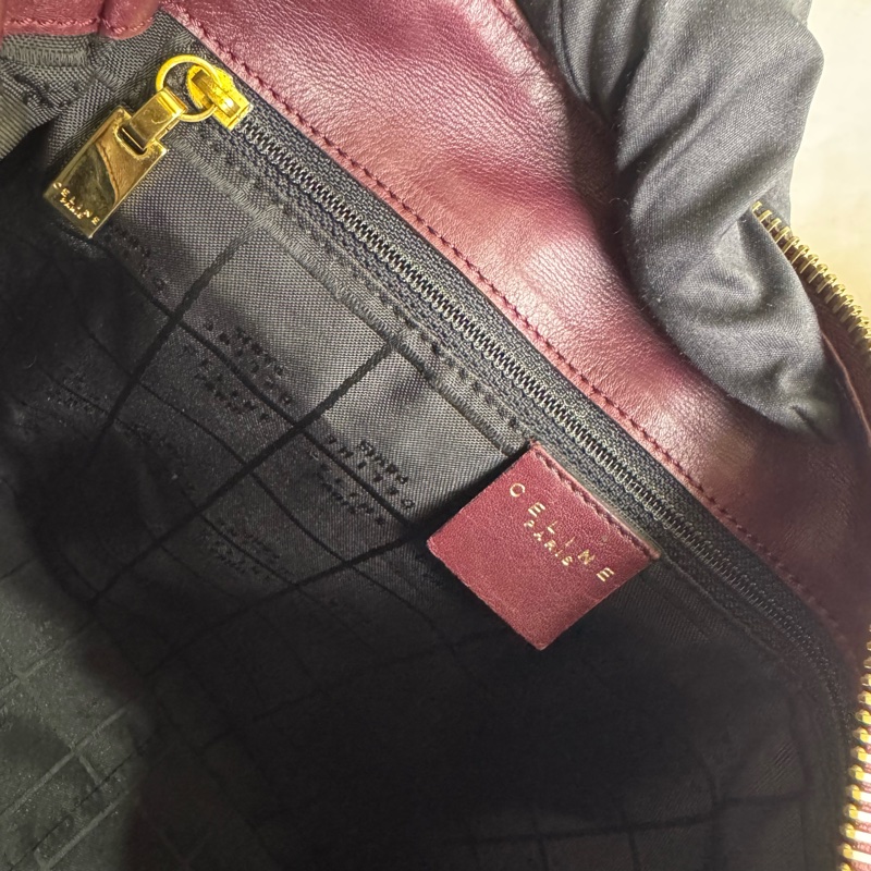 Celine 酒紅色單肩包 vintage 中古-19