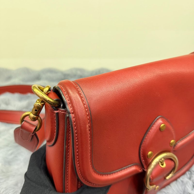 COACH 蔻馳BEAT C釦雙背帶斜背馬鞍包(紅)-19