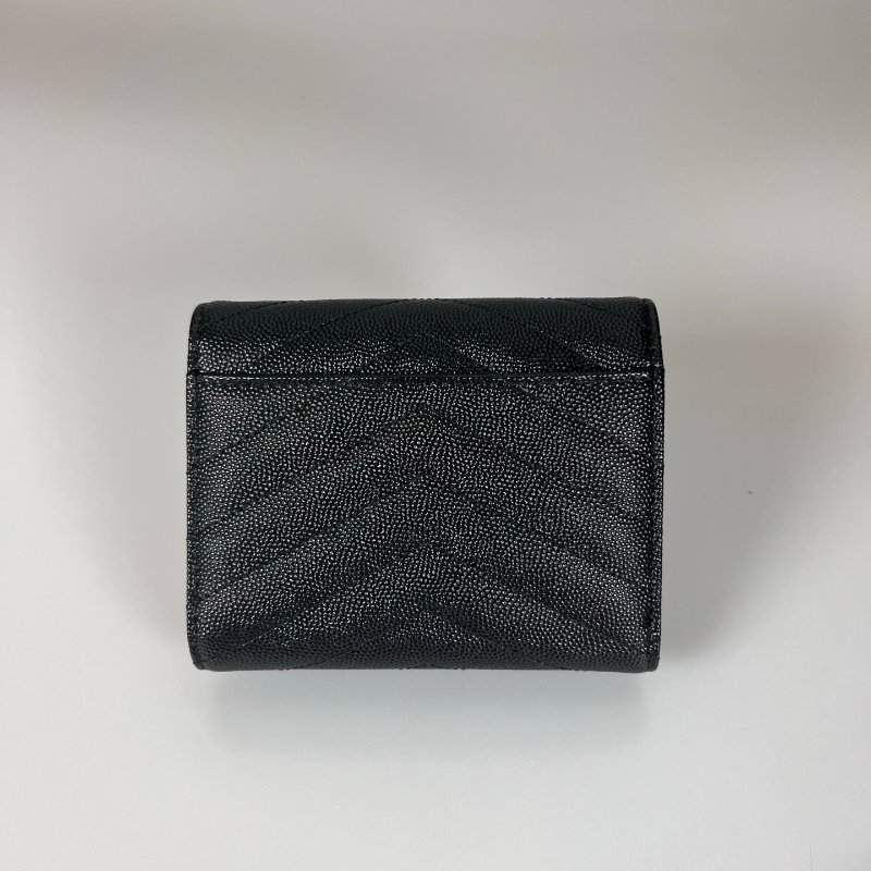 全新品 YSL 403943 黑魚子醬三折短夾-1