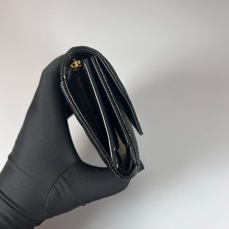 全新品 YSL 403943 黑魚子醬三折短夾-3