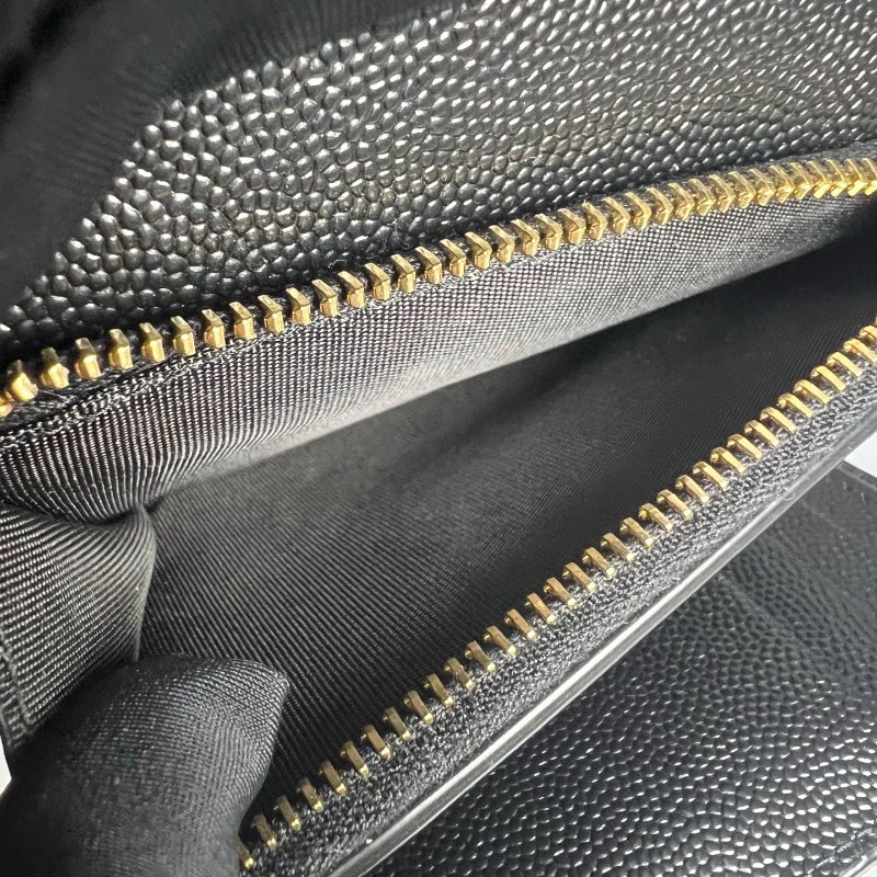全新品 YSL 403943 黑魚子醬三折短夾-6