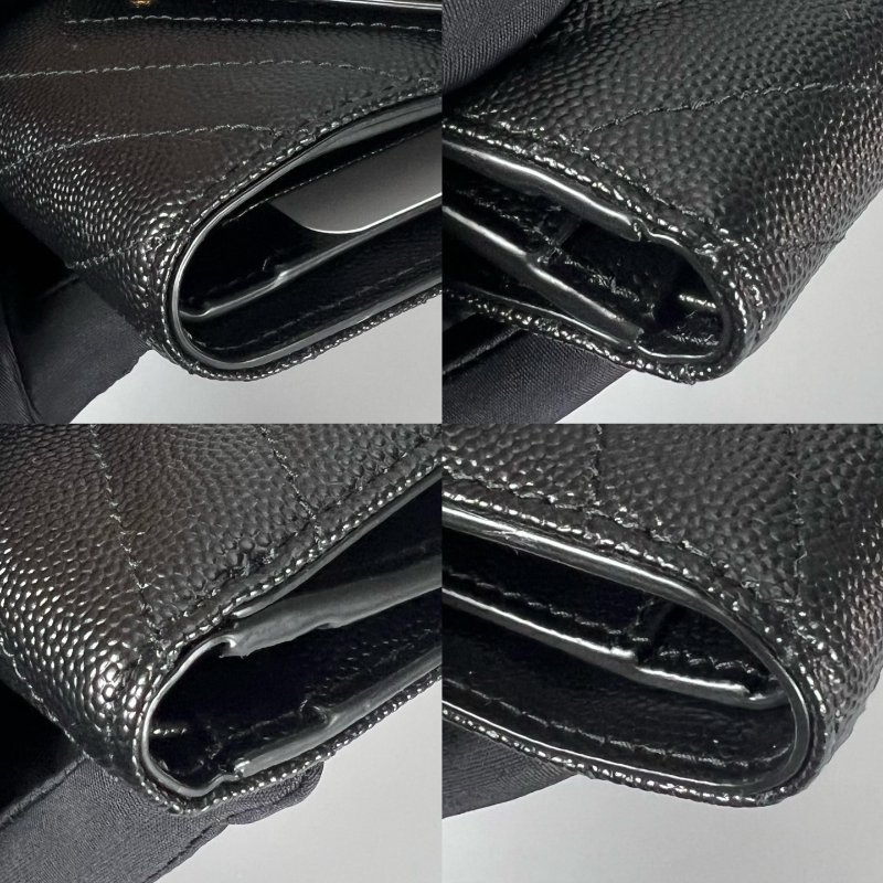 全新品 YSL 403943 黑魚子醬三折短夾-7
