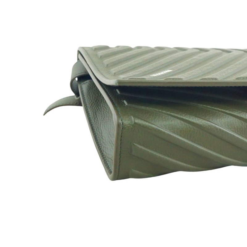BALENCIAGA 巴黎世家 Car Flap 軍綠色牛皮中性斜背包-6
