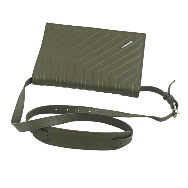 BALENCIAGA 巴黎世家 Car Flap 軍綠色牛皮中性斜背包-14