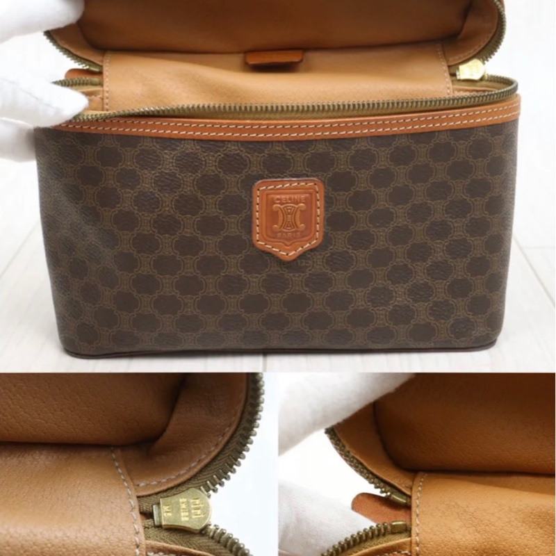 「JL精品代購」98新 Celine 老花 化妝包 手提/單肩包-9