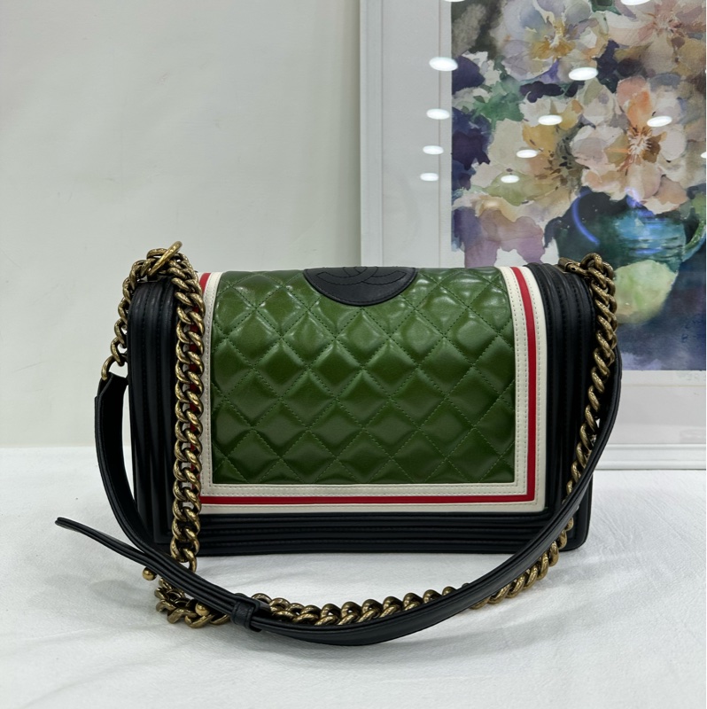 Chanel香奈兒leboy系列 限量拼色琺瑯扣做舊鏈條包 單肩腋下包 尺寸：28*15*5cm 鐳射21開 附身份卡-2