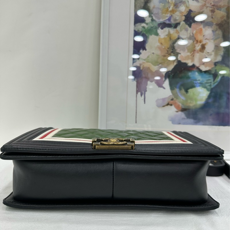 Chanel香奈兒leboy系列 限量拼色琺瑯扣做舊鏈條包 單肩腋下包 尺寸：28*15*5cm 鐳射21開 附身份卡-6