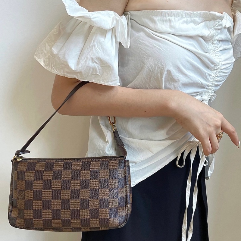 「JL精品代購」98新 LV 棋盤格 麻將包-1