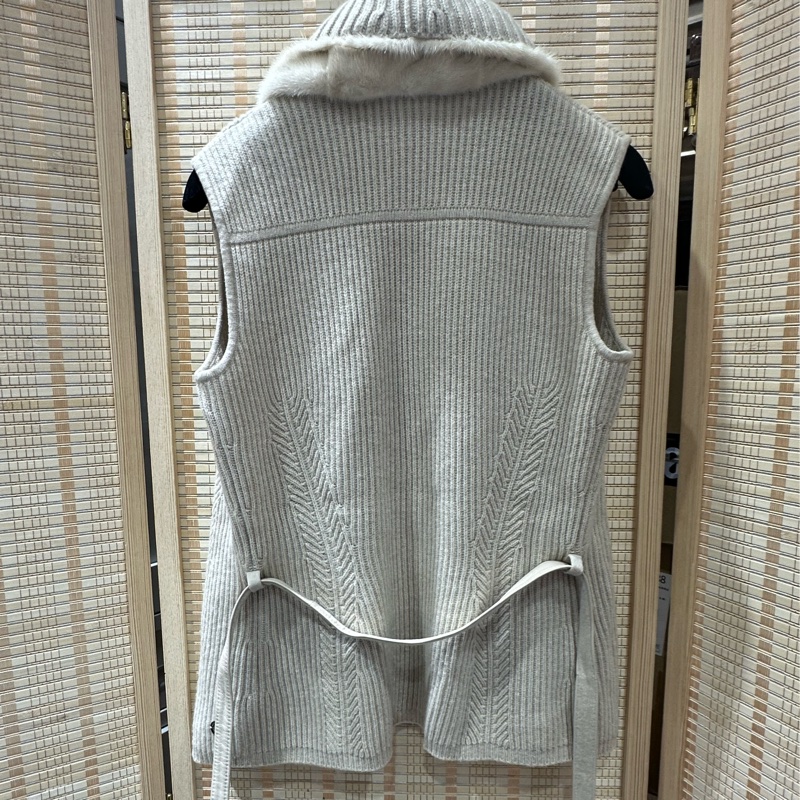 Loro Piana/LP 諾悠翩雅 皮草拼接羊絨針織馬甲外套 S碼-1