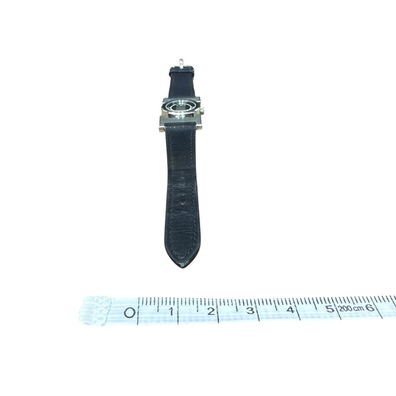 【美收精品】HERMES 雙H銀框黑色黑面磐石英腕錶 4-945-20