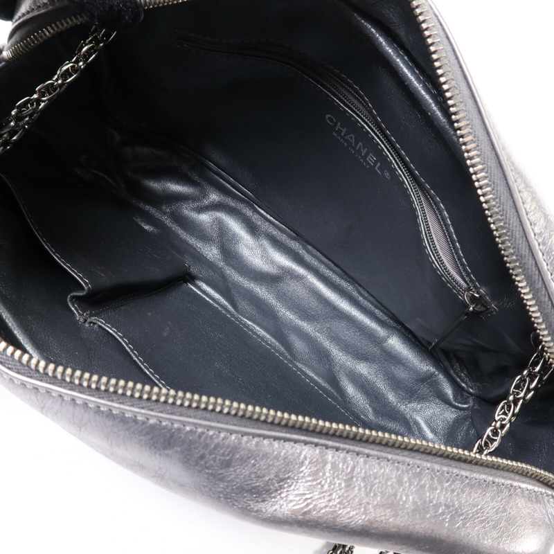 CHANEL 牛皮皮革Shoulder Bag銀扣鏈帶肩背袋-4