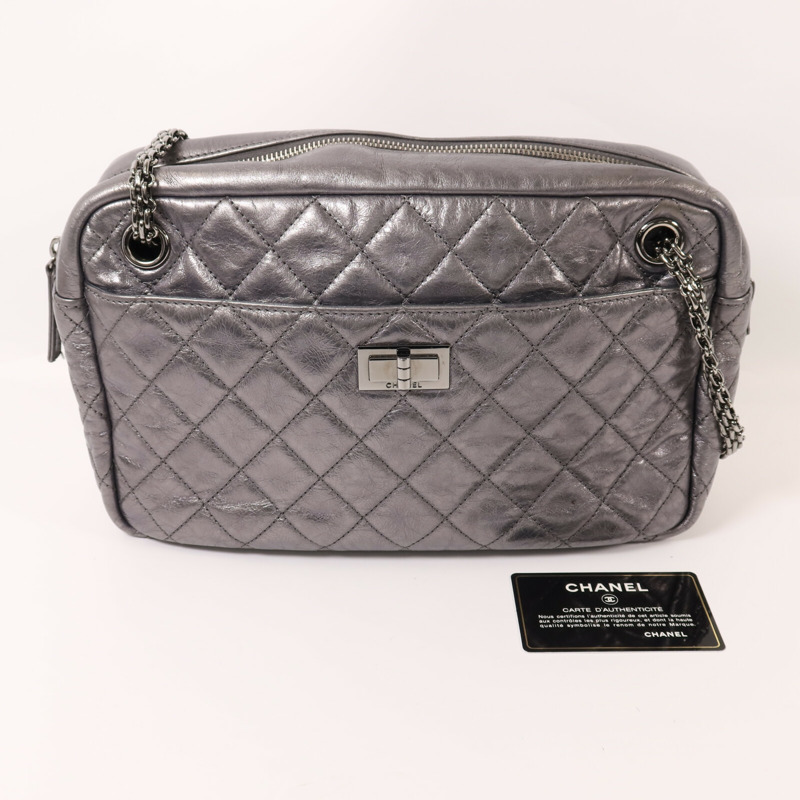 CHANEL 牛皮皮革Shoulder Bag銀扣鏈帶肩背袋-9