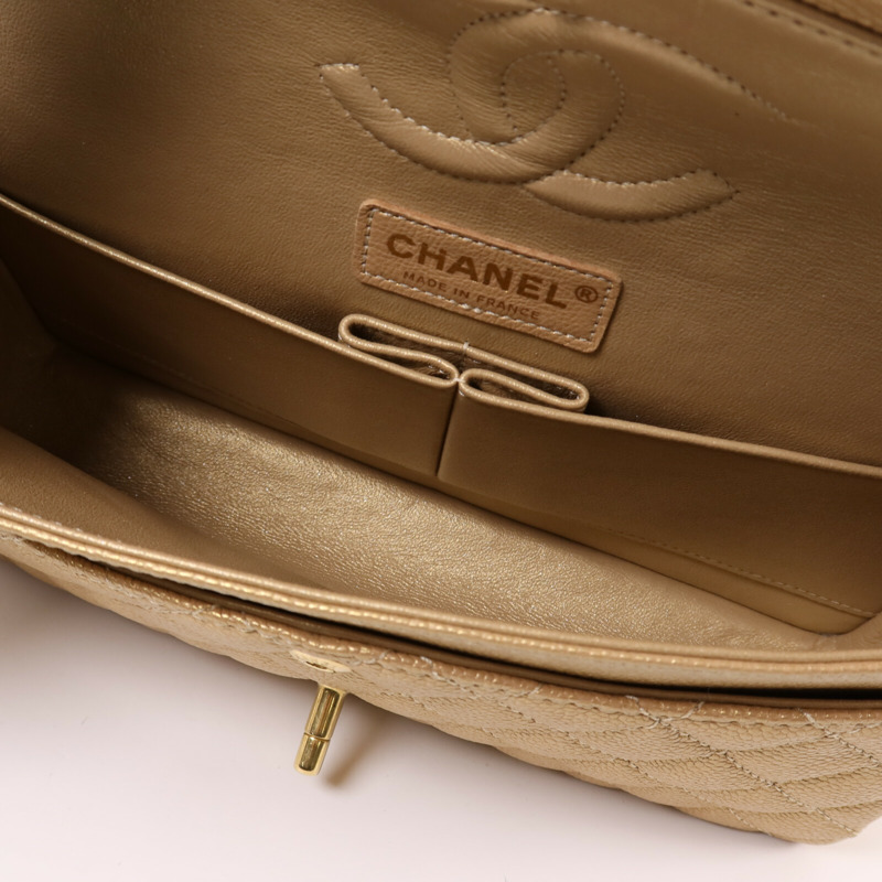 CHANEL 牛皮皮革Classic 25金扣鏈帶肩背袋-4