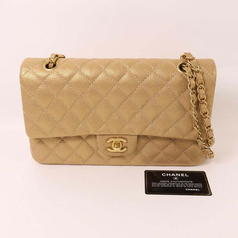 CHANEL 牛皮皮革Classic 25金扣鏈帶肩背袋-10
