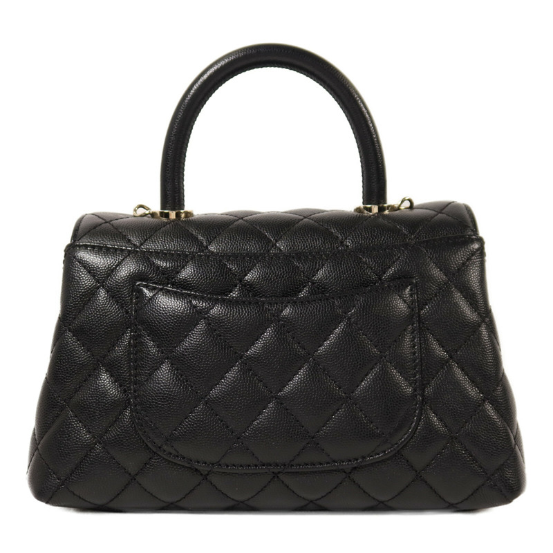 CHANEL 牛皮皮革Coco Handle金扣鏈帶手挽肩背兩用袋-1