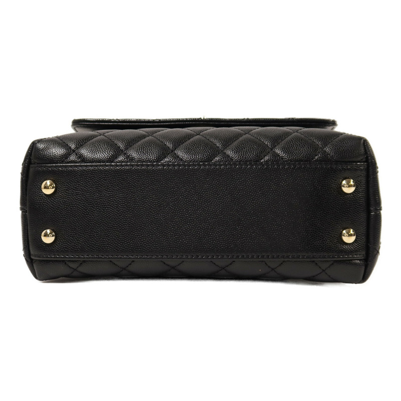 CHANEL 牛皮皮革Coco Handle金扣鏈帶手挽肩背兩用袋-3