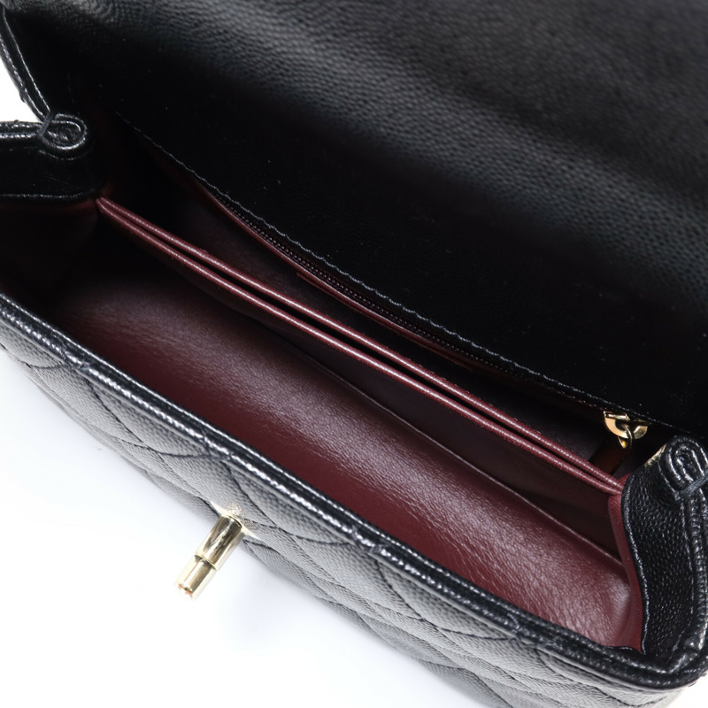 CHANEL 牛皮皮革Coco Handle金扣鏈帶手挽肩背兩用袋-4