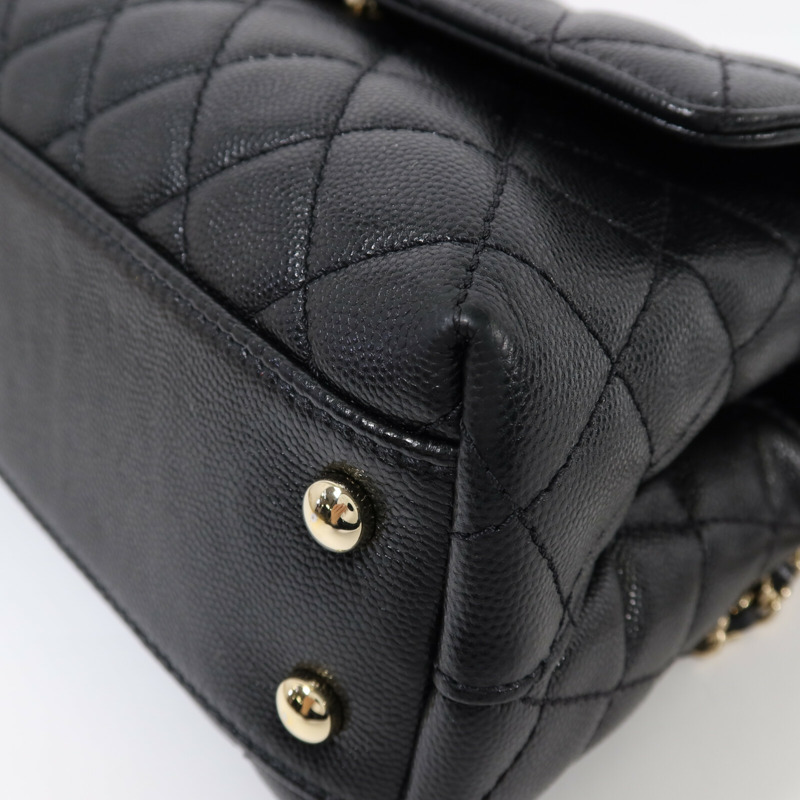 CHANEL 牛皮皮革Coco Handle金扣鏈帶手挽肩背兩用袋-11