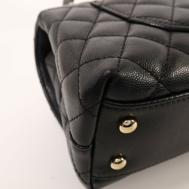 CHANEL 牛皮皮革Coco Handle金扣鏈帶手挽肩背兩用袋-12