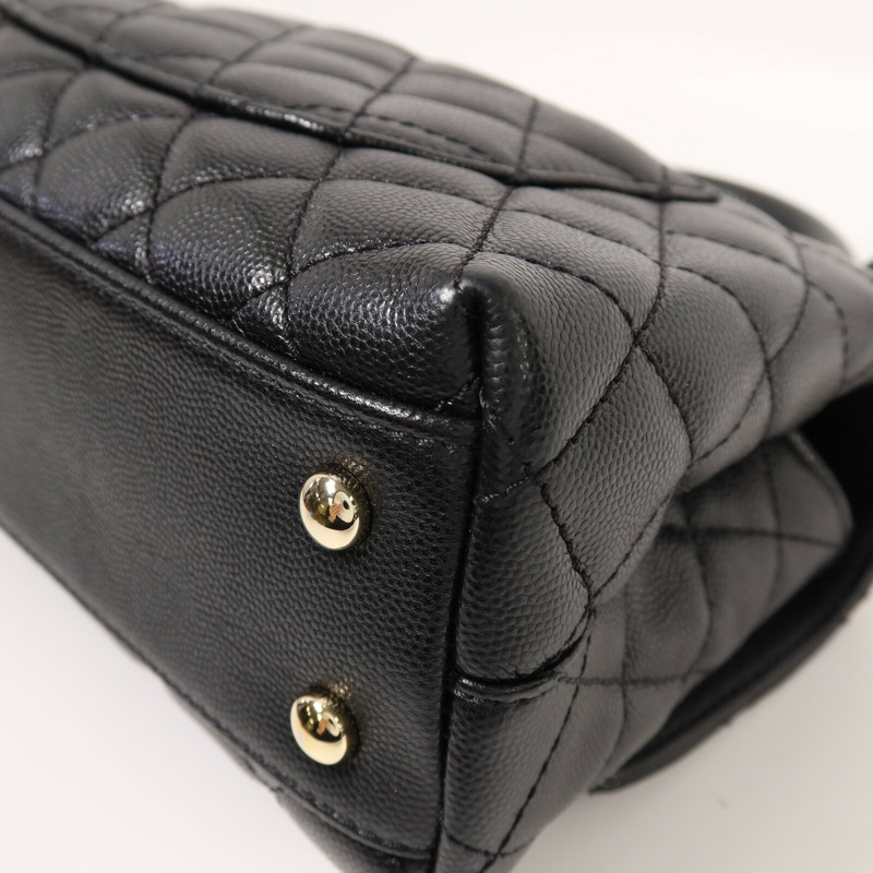 CHANEL 牛皮皮革Coco Handle金扣鏈帶手挽肩背兩用袋-13