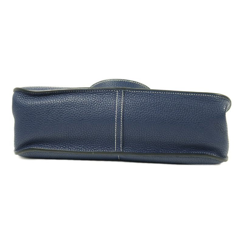 HERMES Clemence皮革Halzan 31銀扣手挽肩背兩用袋Bleu Encre-2