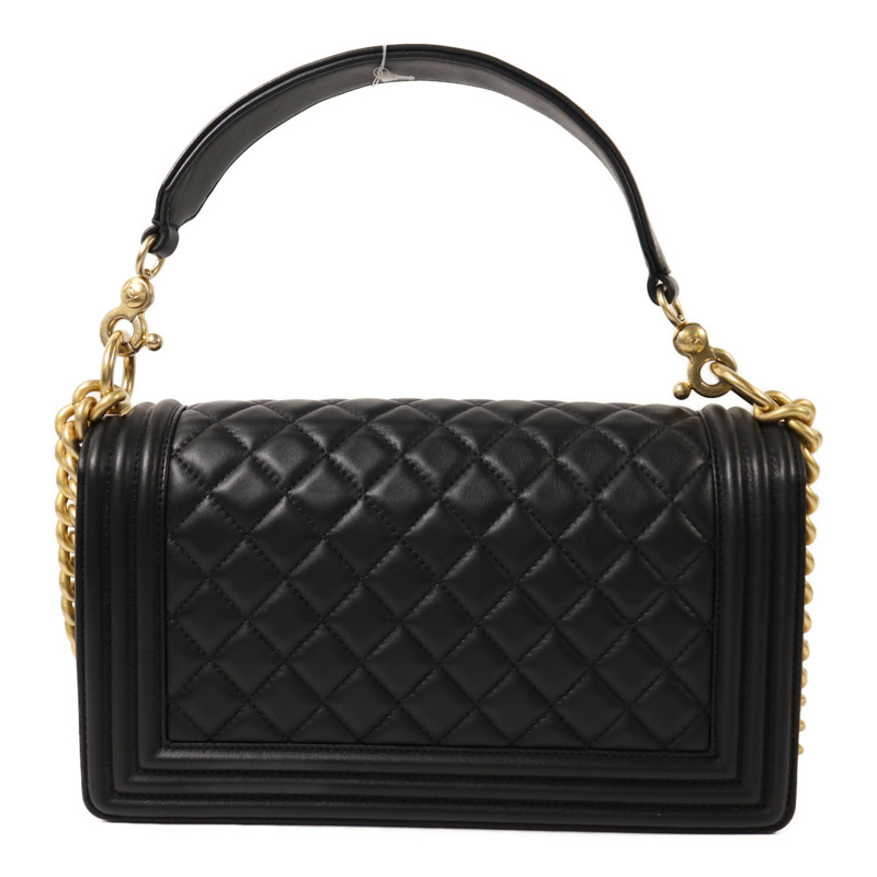 CHANEL 羊皮皮革Boy 25金扣鏈帶手挽肩背兩用袋-1