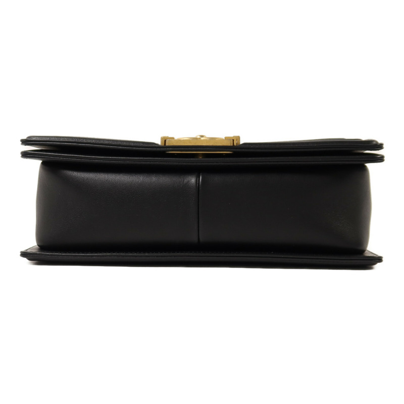 CHANEL 羊皮皮革Boy 25金扣鏈帶手挽肩背兩用袋-3