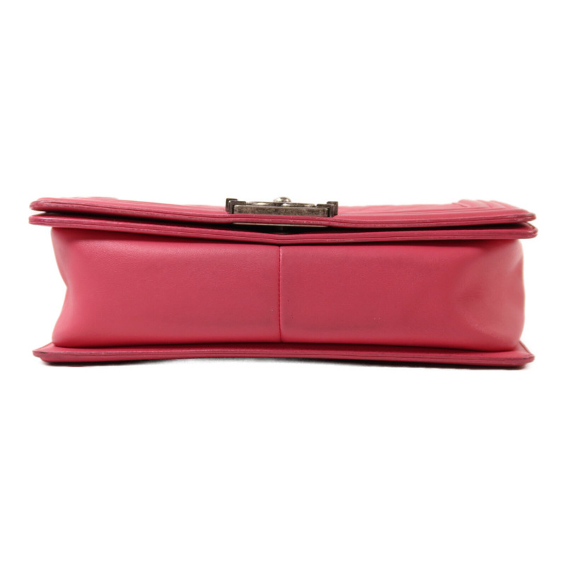 CHANEL 羊皮皮革Boy 25銀扣鏈帶肩背袋-3