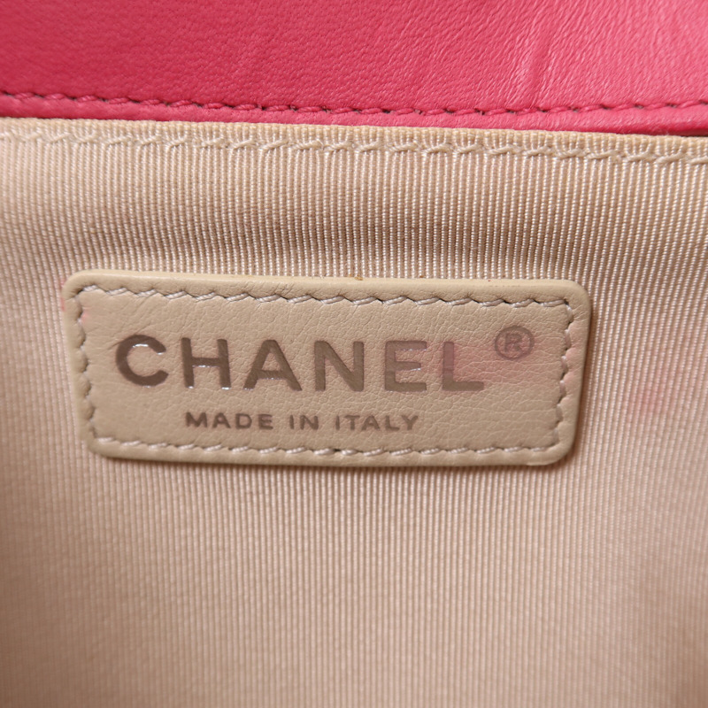 CHANEL 羊皮皮革Boy 25銀扣鏈帶肩背袋-5