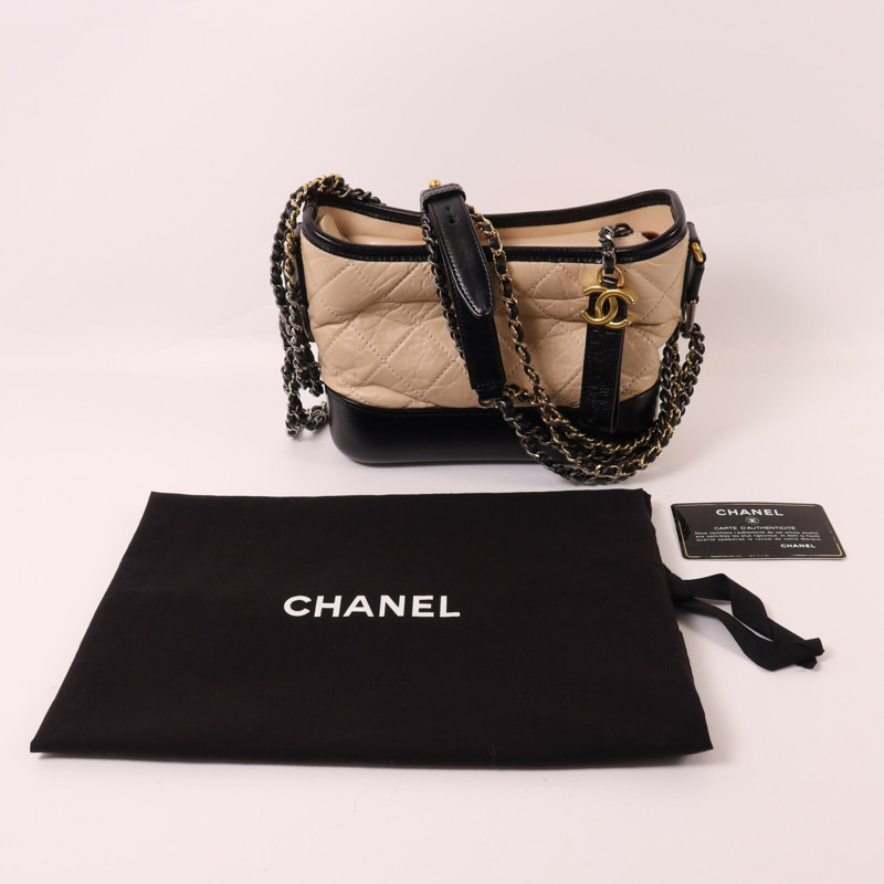 CHANEL 牛皮皮革Gabrielle鏈帶肩背袋-9