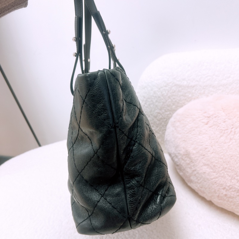 Chanel on the road tote 黑銀牛皮托特/肩背包-4